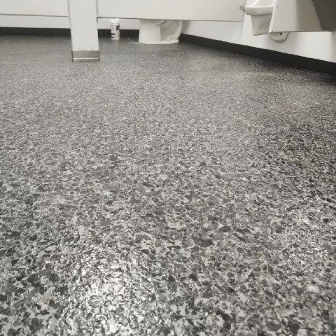 epoxy flake coated commercial restroom flooring