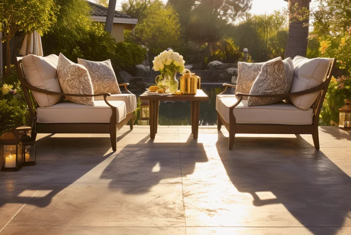 Stained concrete patio in Celina, TX by Luxe Concrete Coatings